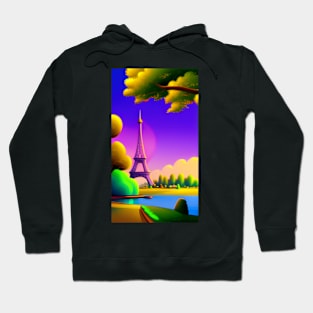 Eiffel Tower - Love France Memory - painting, and mix drawing, painting and digital Hoodie